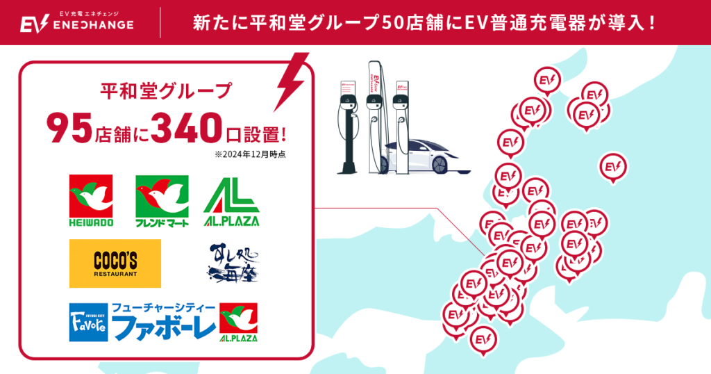 平和堂グループ新たにEV普通充電器導入