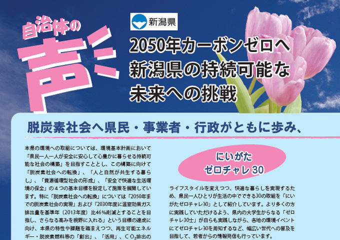 新潟県2050年カーボンゼロへ